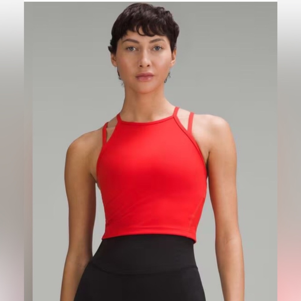 Lululemon red hot heat Wunder Train High-Neck Cropped x-Back Tank Top 4 XS